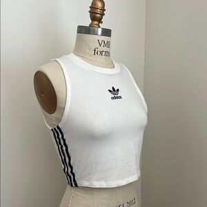 Adidas White Sleeveless Crop Tank S